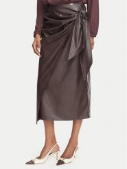 Elisabetta Franchi Spódnica z imitacji skóry GO-218-66E2-V320 Brązowy ciemny Regular Fit. Brązowe spódnice Elisabetta Franchi, bez wzorów, ze skóry. Za 1,369.00 zł.