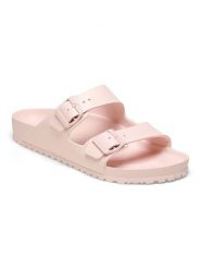 Birkenstock Klapki "Arizona" w kolorze jasnoróżowym rozmiar: 36. Różowe klapki Birkenstock, bez wzorów, klasyczne, z otwartym noskiem, bez obcasa, bez zapięcia. Za 211.45 zł.