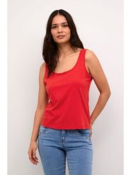 Kaffe Top "Naia" w kolorze czerwonym rozmiar: XL. Czerwone topy Kaffe, xl, bez wzorów, bez kołnierzyka, bez ramiączek. Za 39.58 zł.