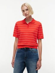 Tommy Hilfiger koszulka polo z dzianiny Kobiety Bawełna czerwony|wielokolorowy, M. Czerwone t-shirty sportowe Tommy Hilfiger, m, bez wzorów, z bawełny, bez ramiączek. Za 409.95 zł.