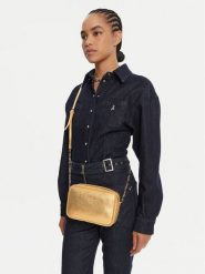 Patrizia Pepe Torebka 8B0071/L138-Y442 Złoty. Żółte listonoszki Patrizia Pepe, bez wzorów, ze skóry, bez dodatków. Za 579.99 zł.