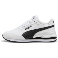Buty sportowe damskie Puma St Runner V4 L Jr. Białe buty sportowe lifestyle Puma, bez wzorów, ze skóry ekologicznej, bez zapięcia. Za 150.40 zł.