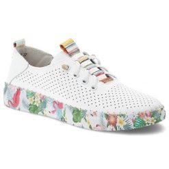 Półbuty damskie Artiker, skóra naturalna ażurowa cholewka klasyczne sznurowanie lekka elastyczna podeszwa miękka wkładka ozdobna kolorowa podeszwa, b. Białe półbuty wsuwane Artiker, w ażurowe wzory, ze skóry, eleganckie, bez obcasa. Za 199.00 zł.