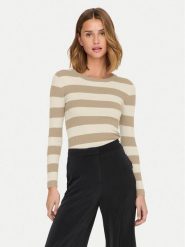 JDY Sweter Plum 15277223 Beżowy Regular Fit. Brązowe swetry JDY, xs, bez wzorów, z wiskozy, bez ramiączek. Za 59.99 zł.