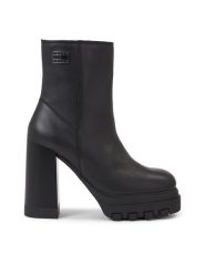 Tommy Jeans Botki Tjw High Heel Ankle EN0EN02256 Czarny. Czarne botki Tommy Jeans, bez wzorów, z jeansu, bez obcasa, na słupku, bez zapięcia. Za 399.99 zł.