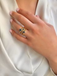 Les Petites Précieuses Pozłacany pierścionek z kamieniami szlachetnymi rozmiar: 58. Niebieskie pierścionki Les Petites Précieuses, z tanzanitem, pozłacane. Za 260.99 zł.