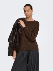 ONLY Sweter w kolorze brązowym rozmiar: M. Brązowe swetry ONLY, m, bez wzorów, z wełny, bez ramiączek. Za 78.95 zł.