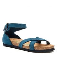 Comfortfusse Skórzane sandały w kolorze granatowym rozmiar: 38. Niebieskie sandały Comfortfüße, bez wzorów, z materiału, klasyczne, z otwartym noskiem, bez obcasa, bez zapięcia. Za 217.99 zł.