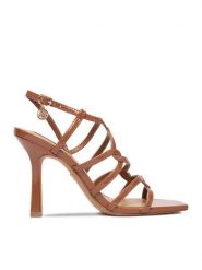 Nine West Sandały CEO-LS955066-23 Brązowy. Brązowe sandały Nine West, bez wzorów, z materiału, bez obcasa, na szpilce, bez zapięcia. Za 279.99 zł.