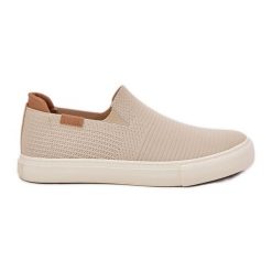 Trampki Damskie Slip-On Big Star RR274721 Beżowe beżowy. Brązowe trampki bez wzorów, z gumy, retro, bez zapięcia. Za 224.56 zł.