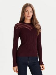 Morgan Sweter 252-MAMDO Bordowy Slim Fit. Czerwone swetry Morgan, s, bez wzorów, z wiskozy, bez ramiączek. Za 189.98 zł.