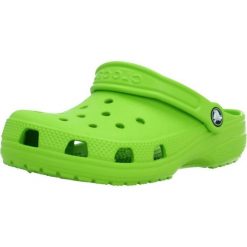 Sandały CROCS CLASSIC CLOG K Zielony. Zielone sandały Crocs, bez wzorów, z materiału, bez obcasa, bez zapięcia. Za 189.99 zł.