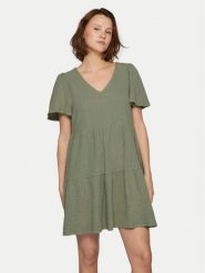 Vila Sukienka letnia Libre 14095564 Khaki Regular Fit. Brązowe sukienki Vila, s, bez wzorów, z bawełny, bez kołnierzyka, bez ramiączek. Za 99.99 zł.