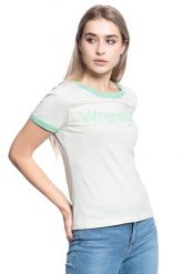 DAMSKI T-SHIRT WRANGLER RINGER TEE ALMOST AQUA W7N0EVG11 112131952. T-shirty Wrangler, s, bez wzorów, bez kołnierzyka, bez ramiączek. Za 69.99 zł.