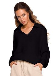 Made of emotion Sweter w kolorze czarnym rozmiar: L/XL. Czarne swetry Made Of Emotion, l, bez wzorów, ze splotem, bez ramiączek. Za 127.65 zł.