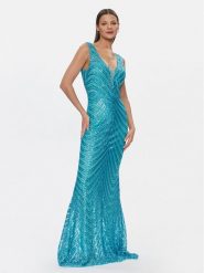 Fracomina Sukienka wieczorowa FQ24SD3029W66701 Turkusowy Slim Fit. Niebieskie sukienki Fracomina, m, bez wzorów, z syntetyku, wizytowe, bez kołnierzyka, bez ramiączek. Za 1,389.00 zł.