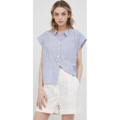 Pepe Jeans koszula z domieszką lnu IRIS damska kolor granatowy relaxed z kołnierzykiem klasycznym. Niebieskie koszule Pepe Jeans, l, bez wzorów, z jeansu, klasyczne, bez kołnierzyka, bez ramiączek. W wyprzedaży za 169.99 zł.