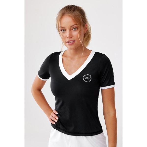 Damska koszulka sportowa szybkoschnąca Rough Radical Sol. Czarne t-shirty sportowe ROUGH RADICAL, s, bez wzorów, bez ramiączek, na fitness i siłownię. Za 89.90 zł.
