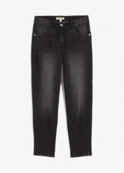 Dżinsy typu barrel, mid waist. Niebieskie jeansy bonprix, bez wzorów, z jeansu. Za 142.99 zł.