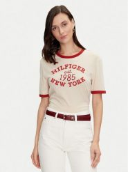 Tommy Hilfiger T-Shirt Varsity Ringer WW0WW42585 Beżowy Regular Fit. Brązowe t-shirty Tommy Hilfiger, xs, bez wzorów, z bawełny, bez kołnierzyka, bez ramiączek. Za 139.99 zł.