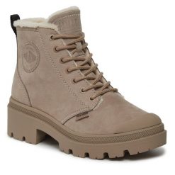 Trapery Palladium. Szare traperki Palladium, bez wzorów, bez obcasa, bez zapięcia. Za 659.99 zł.