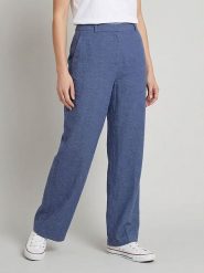 MOSS COPENHAGEN Spodnie "Pennie" w kolorze niebieskim rozmiar: XL. Niebieskie spodnie materiałowe Moss Copenhagen, bez wzorów, z materiału, z podwyższonym stanem. Za 148.96 zł.