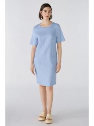 Oui Lniana sukienka w kolorze błękitnym rozmiar: 36. Niebieskie sukienki Oui, na co dzień, bez wzorów, ze lnu, bez kołnierzyka, bez ramiączek, midi, proste. Za 109.26 zł.