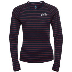 Longsleeve termoaktywny damski ODLO Warm Originals Stripes Bl Top Crew Neck. Czerwone bielizna termoaktywna damska ODLO, bez wzorów, sportowe, bez kołnierzyka, bez ramiączek. Za 299.99 zł.