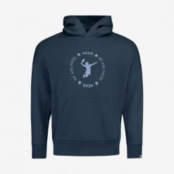 Bluza z kapturem unisex Padel. Niebieskie bluzy Head, xl, bez wzorów, sportowe, bez ramiączek, z kapturem. W wyprzedaży za 315.00 zł.