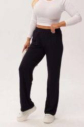 Czarne spodnie bambusowe Marlene z prostą nogawką PLUS SIZE XXL OVERSIZE WIOSNA LATO. Czarne spodnie materiałowe Moda Size Plus Iwanek, bez wzorów, z dzianiny, eleganckie, krótkie. Za 179.90 zł.