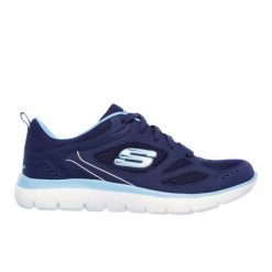 Buty sportowe Sneakersy damskie, Skechers Summits Suited. Niebieskie buty sportowe lifestyle Skechers, bez wzorów, sportowe, bez zapięcia, skechers sport. Za 229.99 zł.