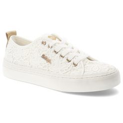 Trampki damskie Lee Cooper, cholewka z materiału tekstylnego koronkowego wiązanie z przodu metalowe oczka na grubszej podeszwie, białe, LCW-26-02-406. Białe trampki Lee Cooper, bez wzorów, z koronki, bez zapięcia. Za 129.00 zł.
