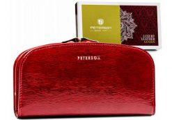 Portfel damski PETERSON PTN 42123-SH RED czerwony. Czerwone portfele Peterson, bez wzorów, ze skóry. Za 137.99 zł.