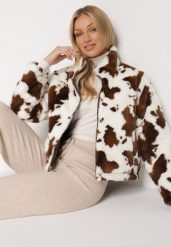 Brązowa Dwustronna Pikowana Kurtka z Futerkiem w Łaty Meviatella. Brązowe kurtki Born2be, na lato, l, bez wzorów, z jeansu, klasyczne, bez kaptura. Za 219.99 zł.