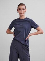 Pieces T-Shirt Ria 17086970 Granatowy Regular Fit. Niebieskie t-shirty Pieces, l, bez wzorów, z bawełny, bez kołnierzyka, bez ramiączek. Za 49.99 zł.