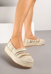 Ciemnobeżowe Espadryle w Szydełkowy Wzór z Plecioną Podeszwą Tillarina. Brązowe espadryle Born2be, z aplikacjami, wakacyjne, bez obcasa. W wyprzedaży za 67.99 zł.