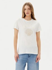 Guess T-Shirt E5GI03 K8G01 Biały Regular Fit. Białe t-shirty Guess, s, z aplikacjami, z bawełny, bez kołnierzyka, bez ramiączek. Za 139.99 zł.