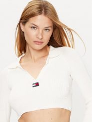 Tommy Jeans Sweter DW0DW14950 Écru Slim Fit. Swetry Tommy Jeans, m, bez wzorów, z jeansu, bez ramiączek. Za 379.99 zł.
