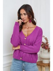 So Cachemire Kardigan "Laem" w kolorze fioletowym rozmiar: L. Różowe swetry So Cachemire, l, bez wzorów, z kaszmiru, bez ramiączek. Za 214.70 zł.