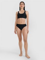 4F Dół od bikini damski - czarny XL. Czarne bikini 4f, bez wzorów, z elastanu, eleganckie. Za 79.99 zł.