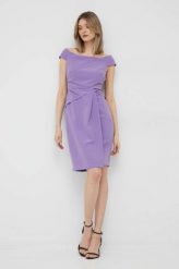 Lauren Ralph Lauren sukienka kolor fioletowy mini dopasowana. Fioletowe sukienki Lauren Ralph Lauren, bez wzorów, z tkaniny, bez kołnierzyka, bez ramiączek, mini, dopasowane. Za 1,079.90 zł.
