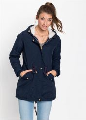Kurtka parka na podszewce z polaru baranka. Zielone kurtki bonprix, bez wzorów, z polaru, bez kaptura. Za 279.99 zł.