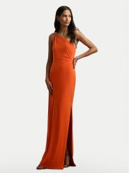 LAUREN RALPH LAUREN Sukienka wieczorowa 253751483033 Pomarańczowy Slim Fit. Brązowe sukienki Lauren Ralph Lauren, bez wzorów, z syntetyku, wizytowe, bez kołnierzyka, bez ramiączek. Za 799.99 zł.