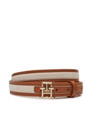 Tommy Hilfiger Pasek Damski Th Logo 2.5 Canvas AW0AW17249 Brązowy. Brązowe paski Tommy Hilfiger, bez wzorów, z materiału. Za 289.99 zł.