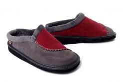 MANITU 320021-09 gris/bordeaux, kapcie damskie. Czerwone kapcie Manitu, bez wzorów. Za 239.90 zł.