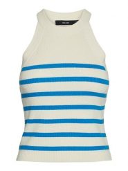 Vero Moda Top dzianinowy w kolorze kremowo-niebieskim rozmiar: XL. Brązowe topy Vero Moda, xl, bez wzorów, z dzianiny, bez kołnierzyka, bez ramiączek. Za 37.56 zł.