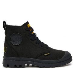 Trapery Palladium. Czarne traperki Palladium, bez wzorów, bez obcasa, bez zapięcia. Za 499.99 zł.
