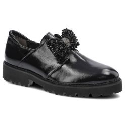 Czarne Półbuty Dwunasty Shoes Damskie Stylowe Buty. Czarne półbuty wsuwane Dwunasty Shoes, na jesień, z aplikacjami, z lakierowanej skóry, biznesowe, bez obcasa, na płaskiej podeszwie. Za 271.99 zł.
