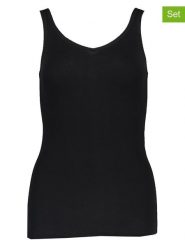 PETITE FLEUR Topy (3 szt.) w kolorze czarnym rozmiar: 34. Czarne topy PETITE FLEUR, bez wzorów, z bawełny, bez kołnierzyka, bez ramiączek. Za 37.03 zł.