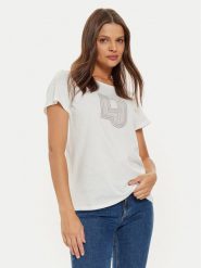 Liu Jo T-Shirt TF4209 J6040 Biały Regular Fit. Białe t-shirty Liu Jo, s, bez wzorów, z bawełny, bez kołnierzyka, bez ramiączek. Za 189.99 zł.